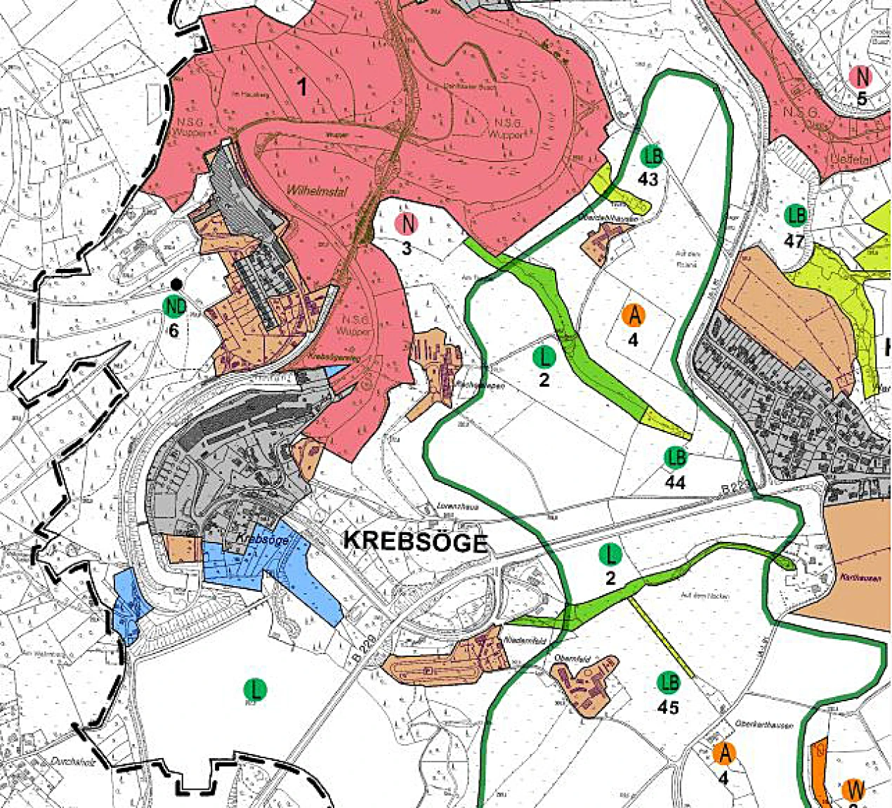 Kartenausschnitt aus dem Landschaftplan Nr. 11 Radevormwald. (Grafik: OBK)